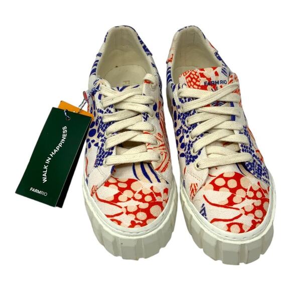 Farm Rio Graphic Lace Up Low Top Platform Sneakers Size 7.5 NWT $220 MSRP - Picture 2 of 10